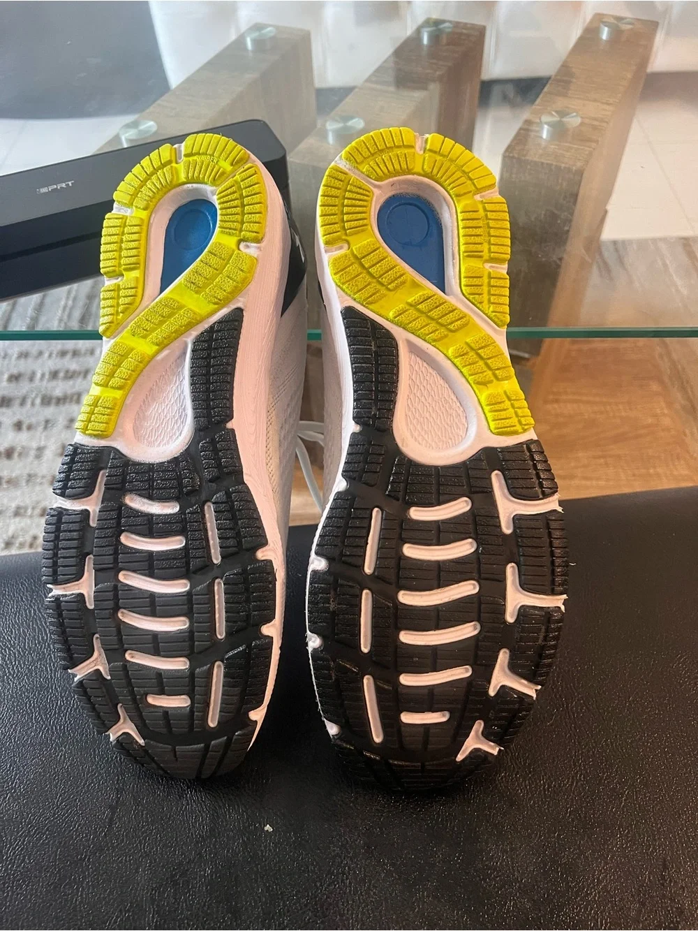 Under Armour Men's White Sneakers with Neon Yellow Accents size 10.5